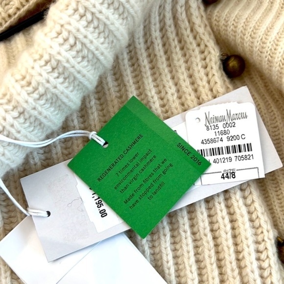 NWT Stella McCartney Button Patchwork Rib Cashmere Sweater, sz US 8 - Picture 4 of 10